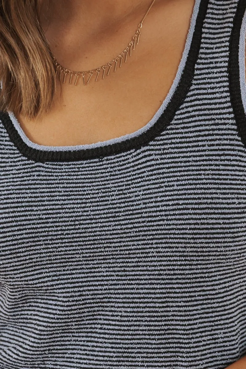 Navy Striped Scoop Neck Tank Top - FINAL SALE