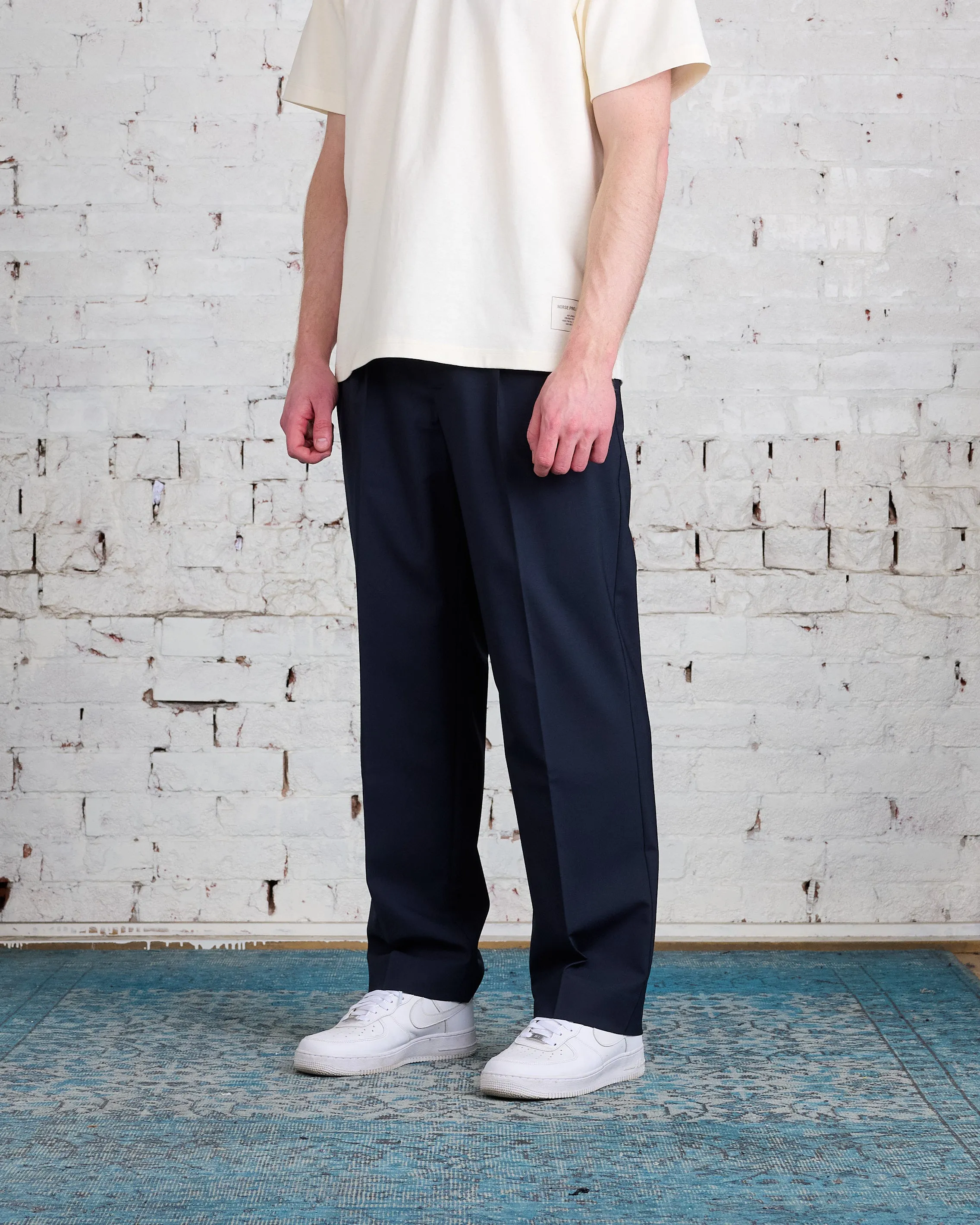 Norse Projects Benn Light Wool Pleated Pant Dark Navy