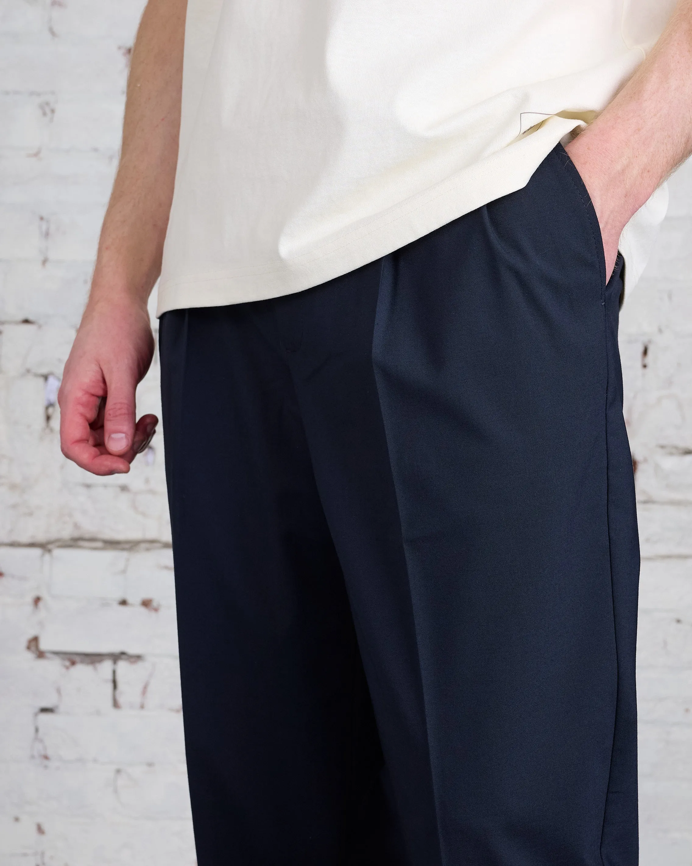 Norse Projects Benn Light Wool Pleated Pant Dark Navy