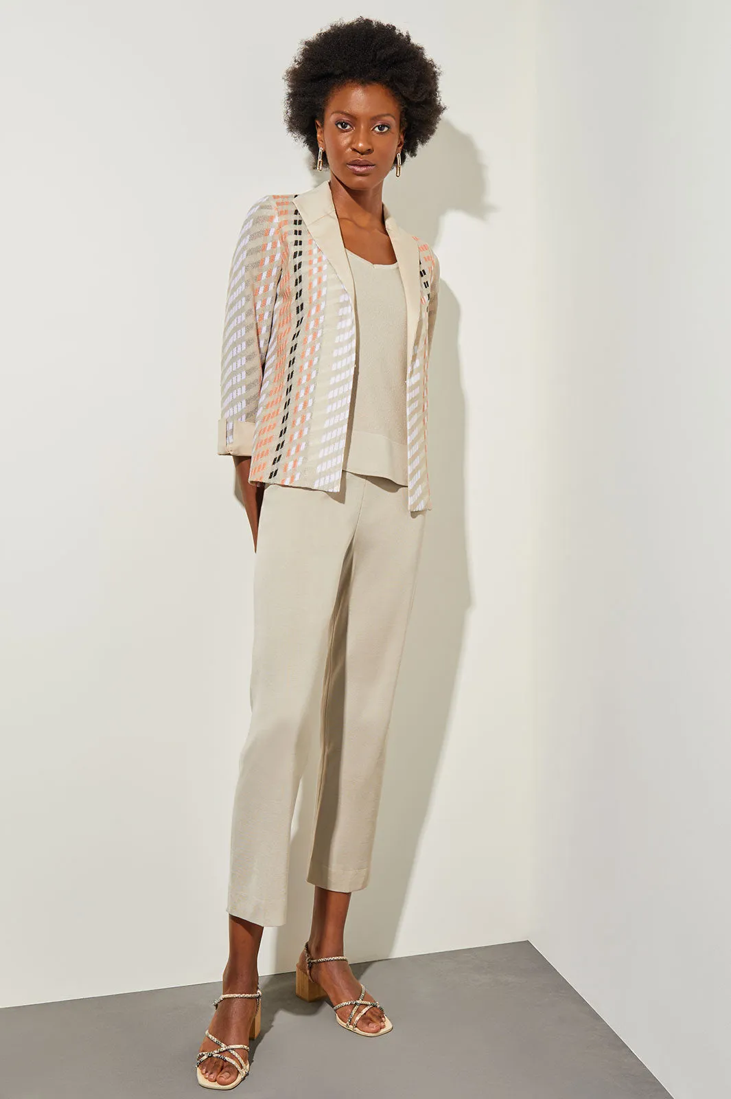 Plus Size Lapel Collar Jacket - Mixed-Media Knit