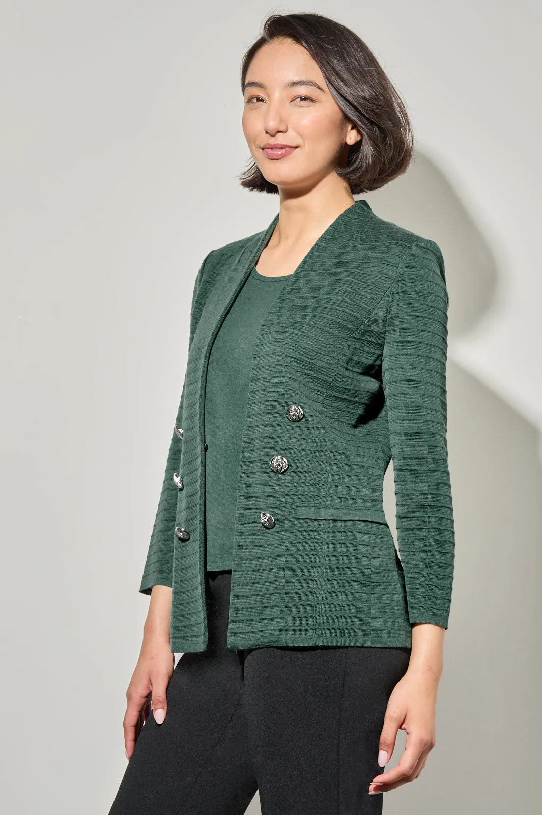 Plus Size Ottoman Stitch Knit Jacket