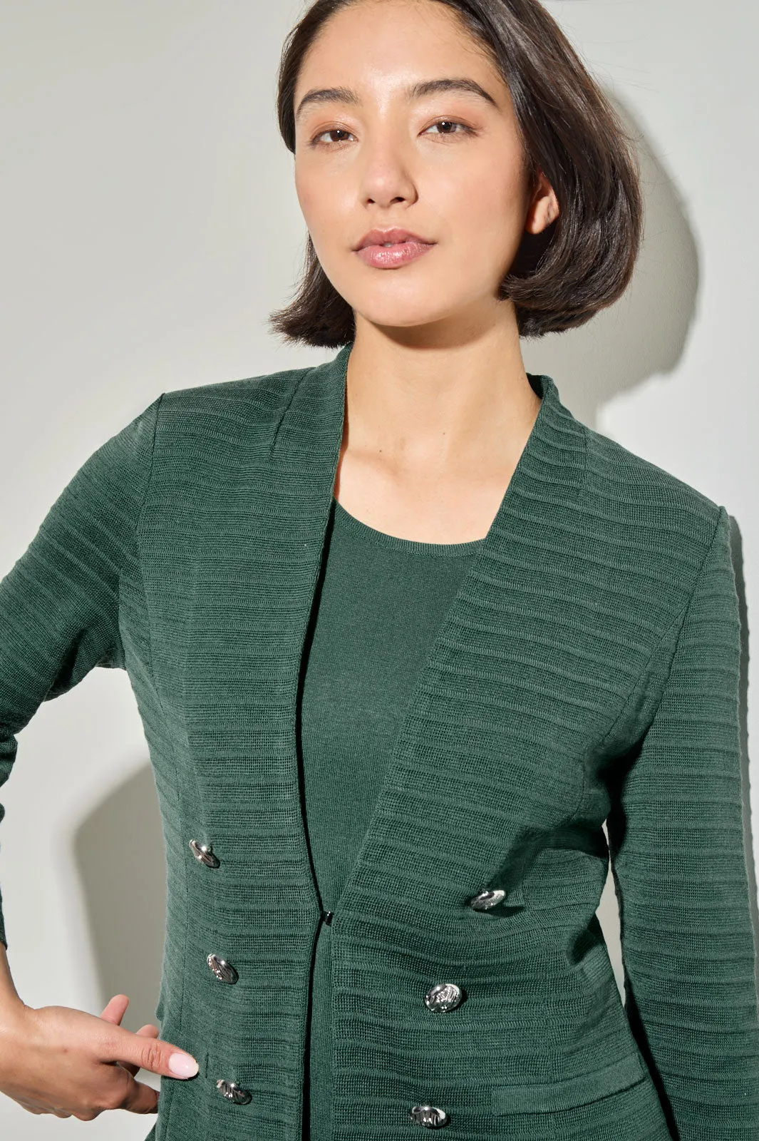 Plus Size Ottoman Stitch Knit Jacket
