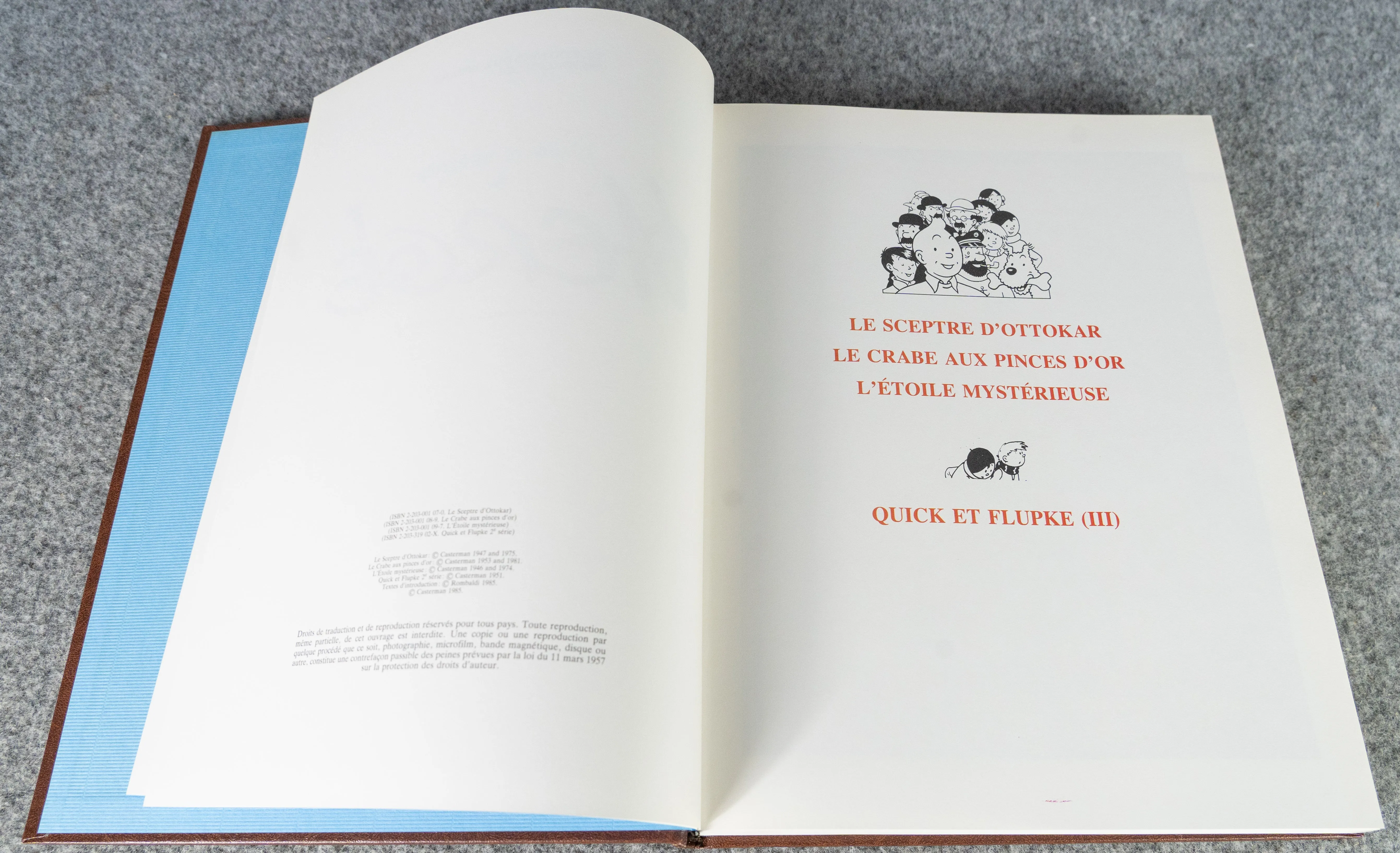 Rombaldi Tintin Volume 5 - King Ottokar's Sceptre, The Crab with the Golden Claws, The Shooting Star   Q&F - 1st Edition 1985 Herge EO