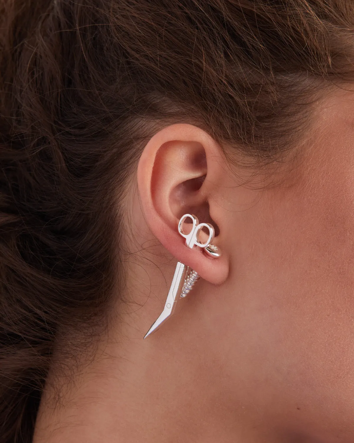 Single Bone Screw Earring