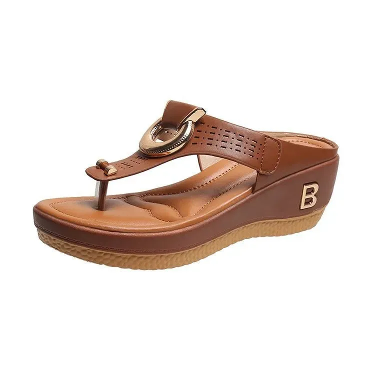 Summer Sandals Womens 2024 Big Size Platform Sandals Wedges Flip Flops Shoes Comfortable Slippers Ladies Non-Slip Open Pantuflas