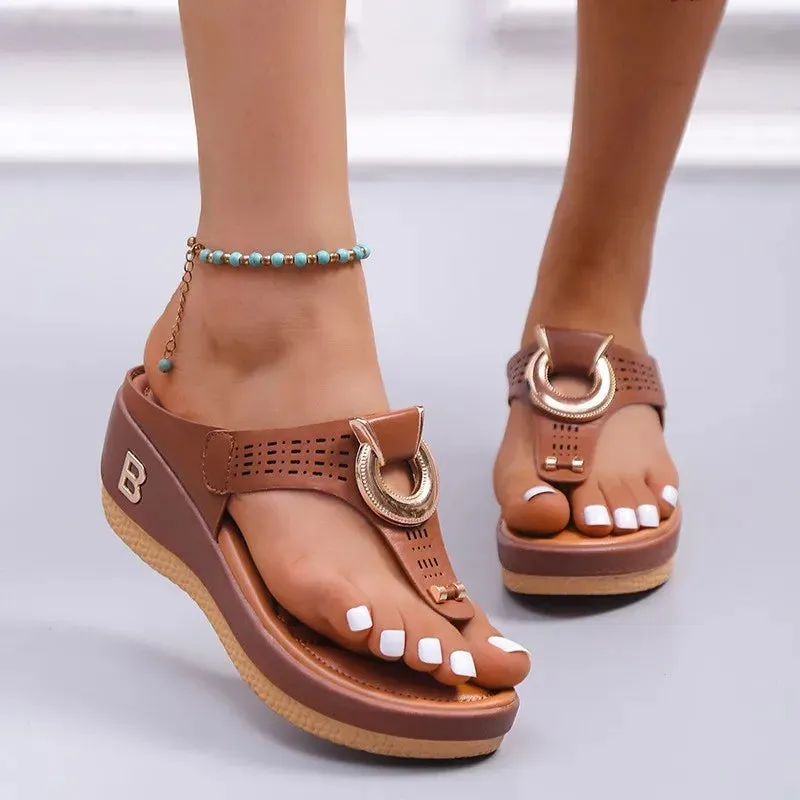 Summer Sandals Womens 2024 Big Size Platform Sandals Wedges Flip Flops Shoes Comfortable Slippers Ladies Non-Slip Open Pantuflas