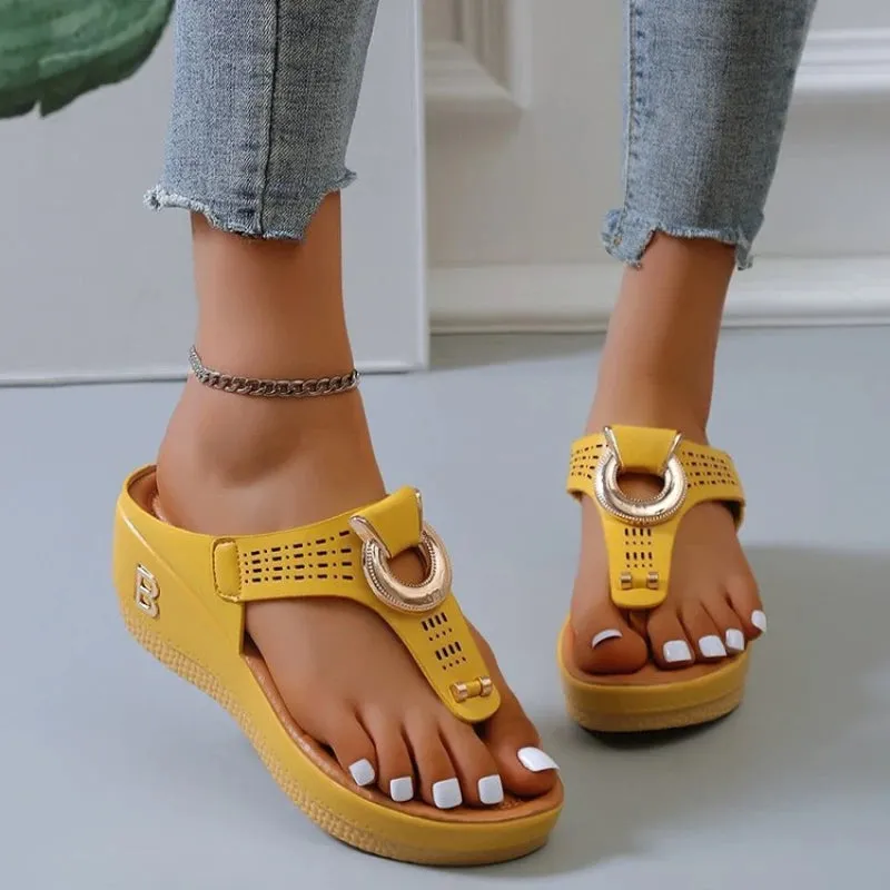 Summer Sandals Womens 2024 Big Size Platform Sandals Wedges Flip Flops Shoes Comfortable Slippers Ladies Non-Slip Open Pantuflas