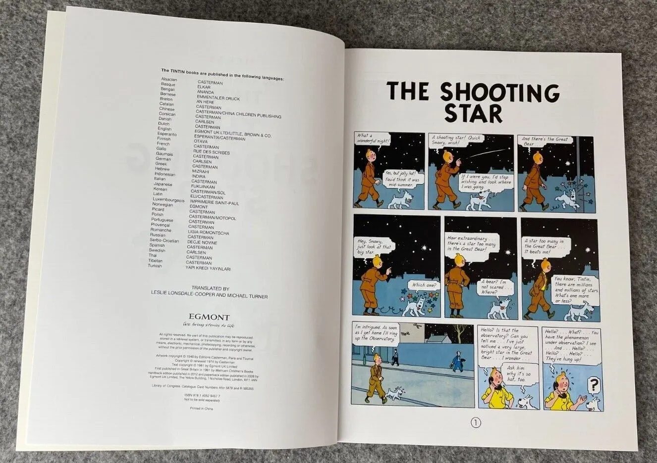 The Shooting Star Tintin Book Egmont UK Paperback Edition