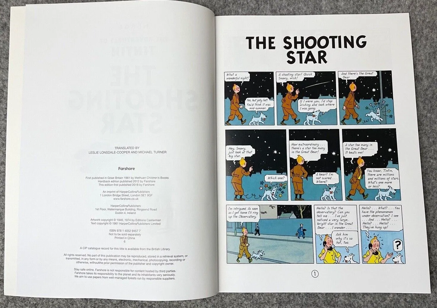 The Shooting Star - Tintin Farshore 2000s UK Edition Book Paperback Herge