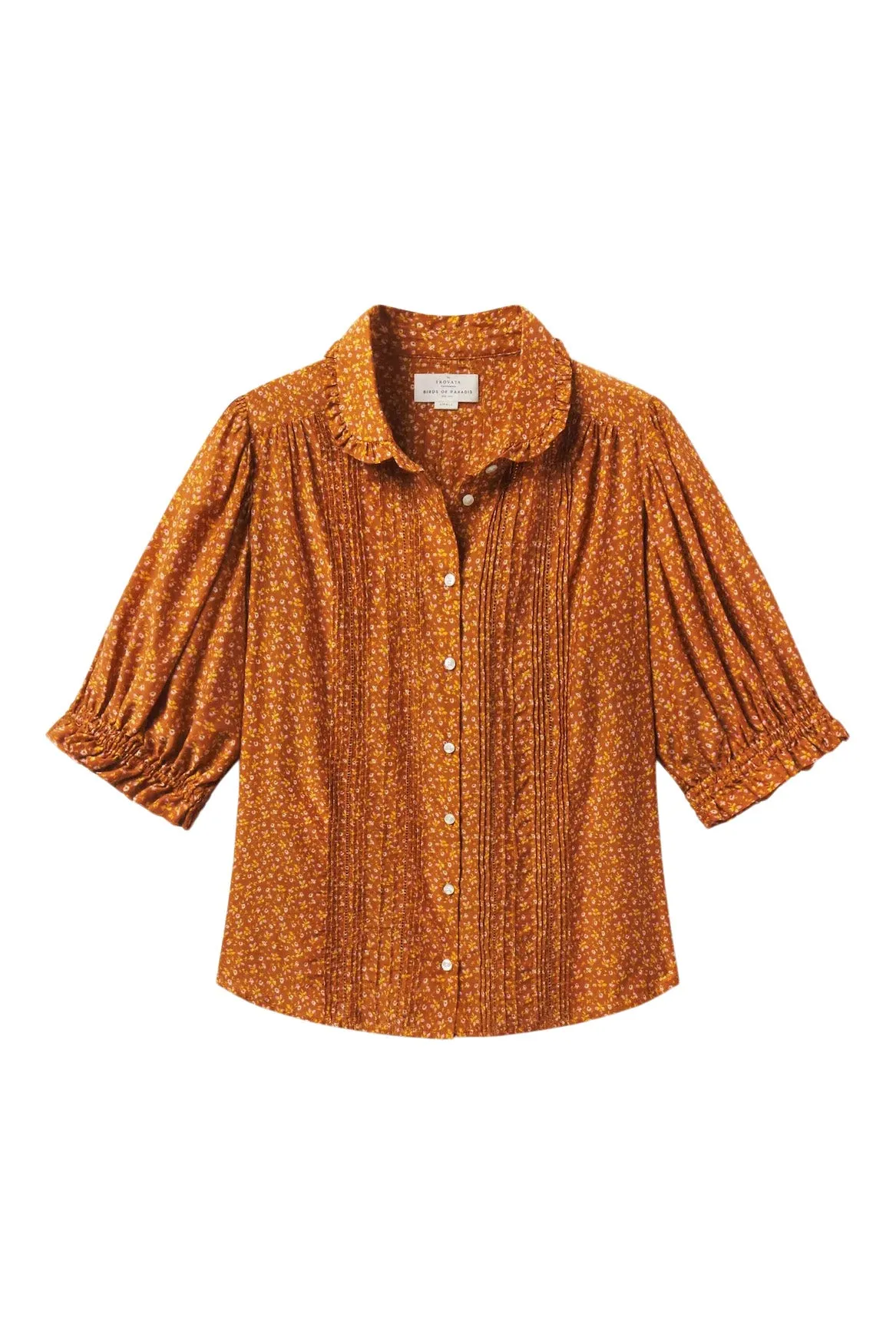 Trovata Birds of Paradis Gemma Blouse in Pecan Ditsy