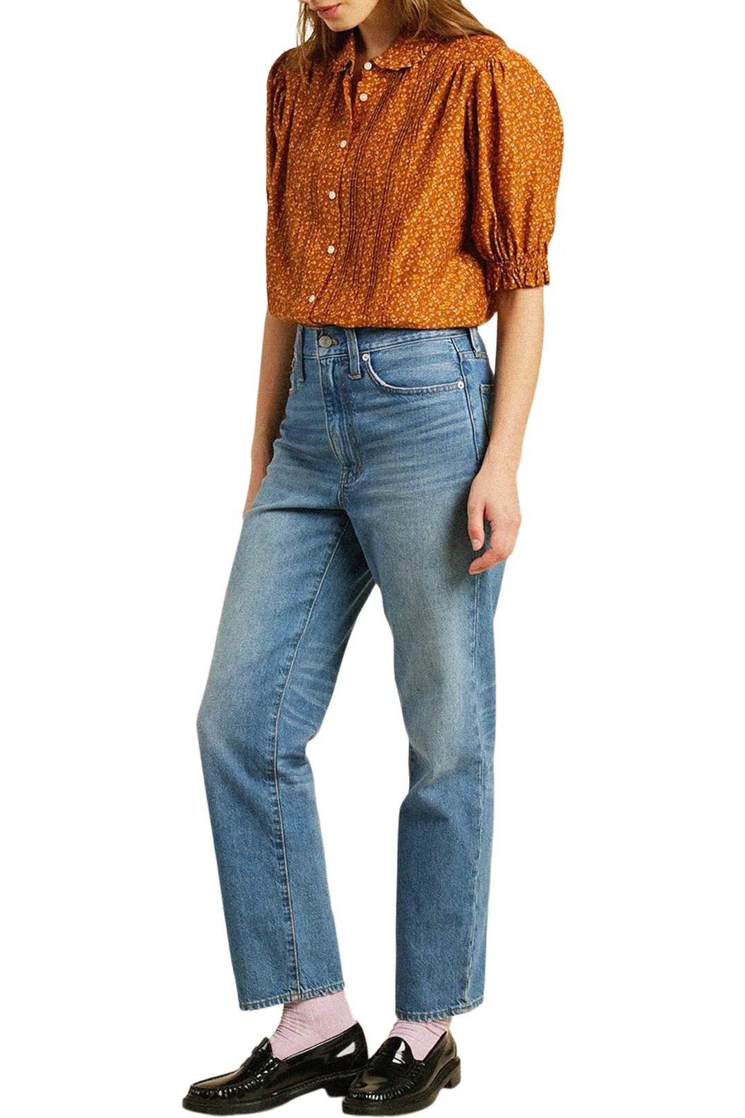 Trovata Birds of Paradis Gemma Blouse in Pecan Ditsy
