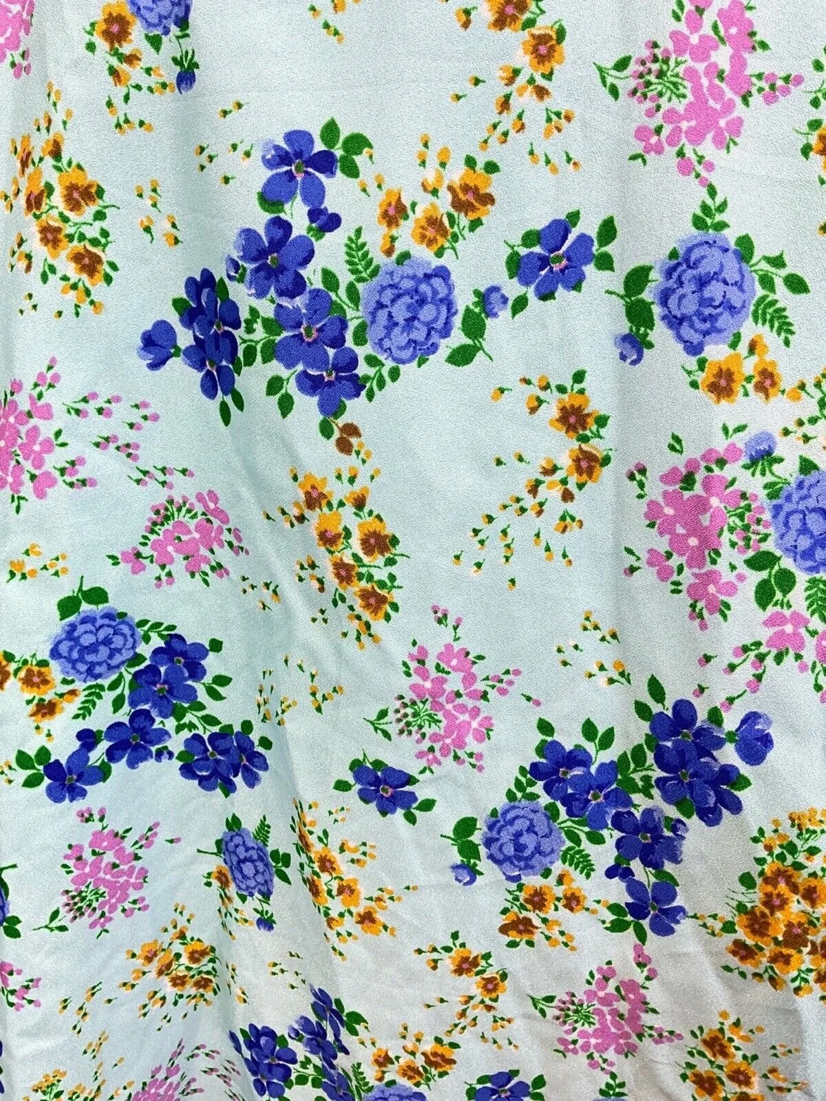 VINTAGE 60s 70s BLUE GREEN PINK DITSY FLOWER CAPE SLEEVE SUMMER MAXI DRESS 8 10