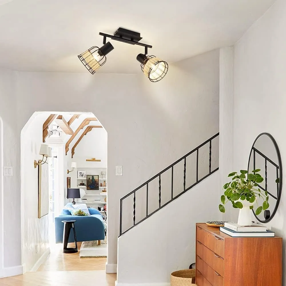 Vintage LED Light Track Lighting Kit, Farmhouse Flush Mount Wall or Ceiling Spot Light Fixture