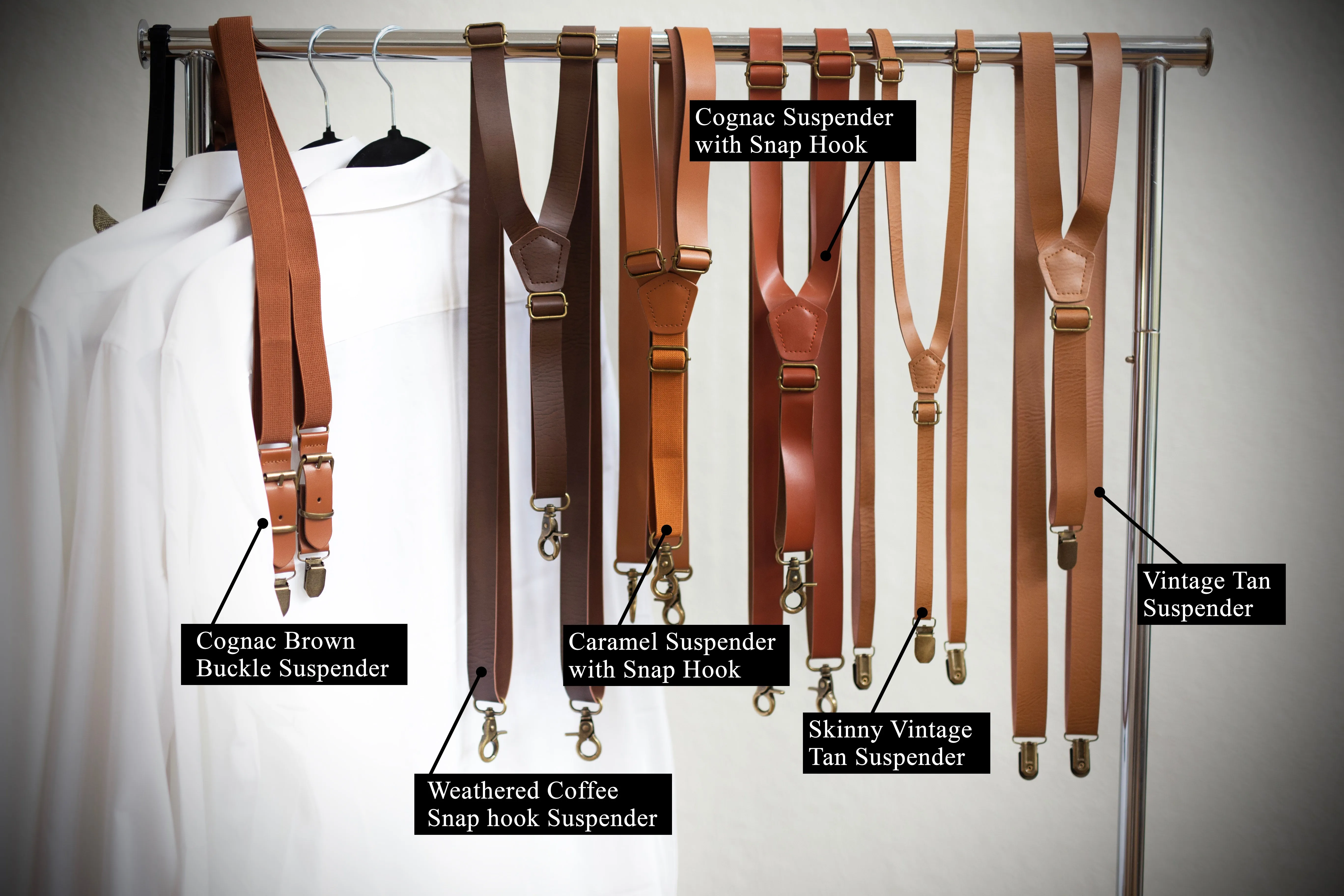 Vintage Tan Suspender with Terracotta Bow Tie Set