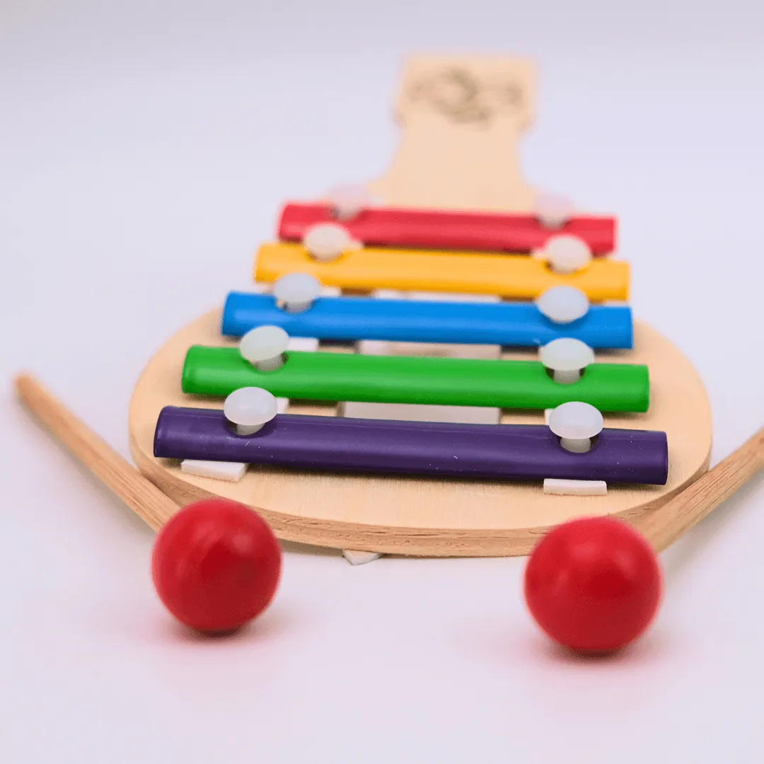Wooden Xylophone Musical Toy with 5 Note, Multicolour, 3 , 1 Xylophone, 2 Sticks(small)
